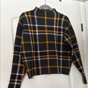 Tahari Plaid Sweater - Black, Green, White, Yellow